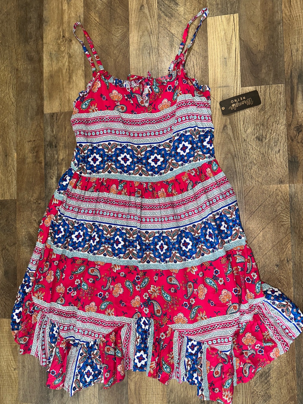 Wrangler Retro Pink and Turquoise Patterned Dress